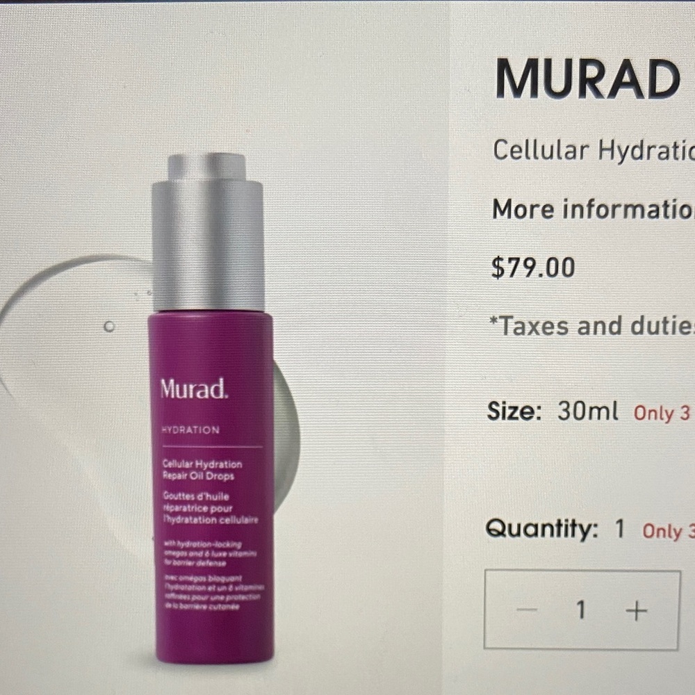 Murad Cellular Repair Oil Drops Hydration Full Size Box Not Used Not Returnable